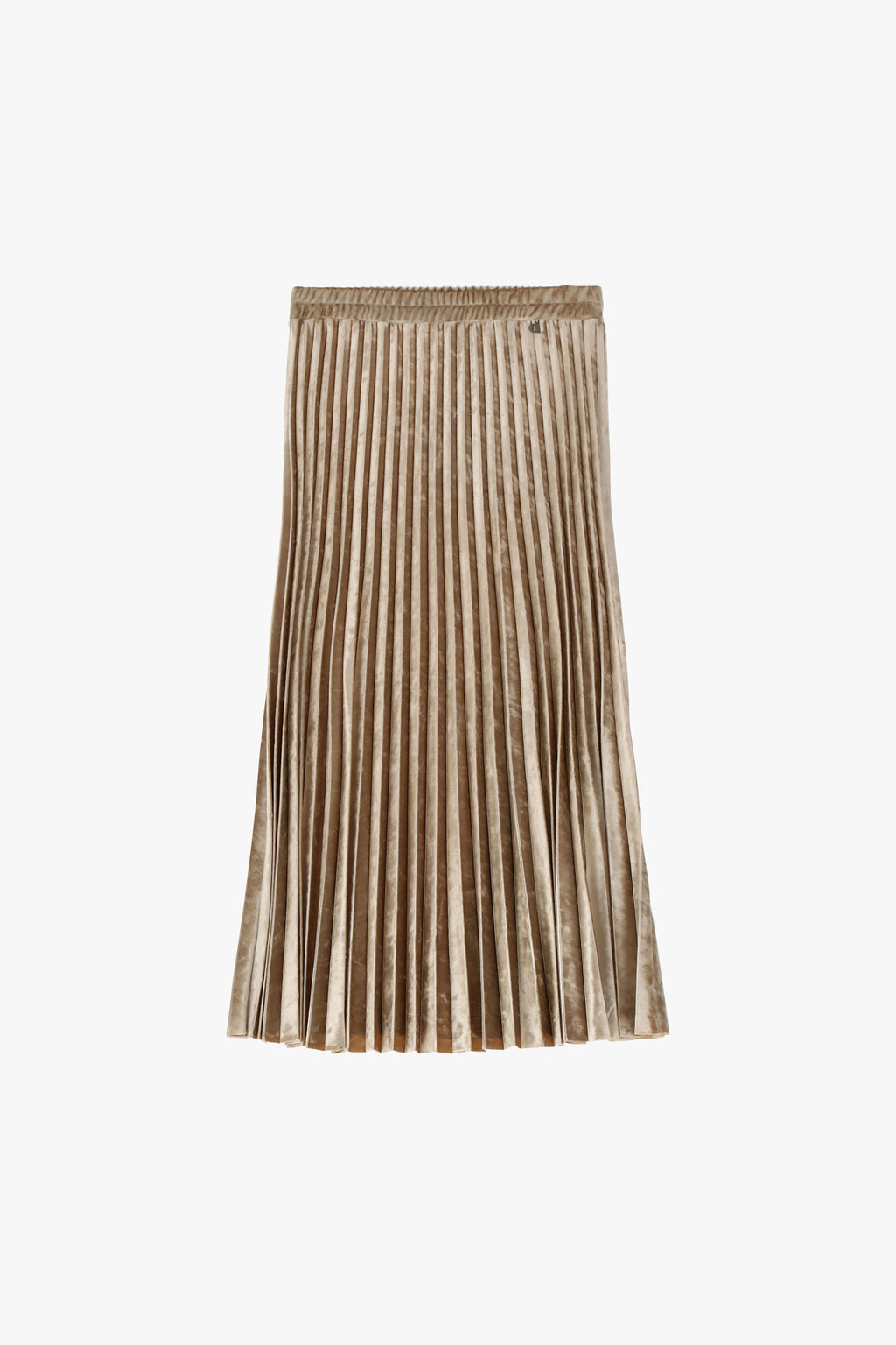 Chenille-effect pleated midi skirt