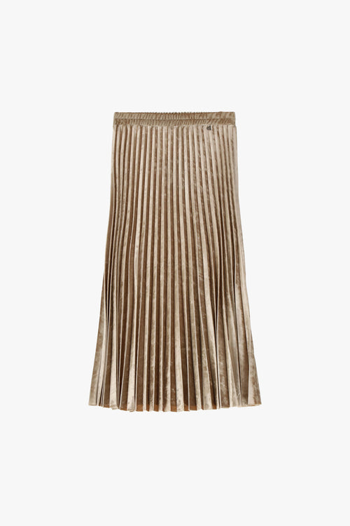 Chenille-effect pleated midi skirt