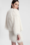 Short blazer with faux fur