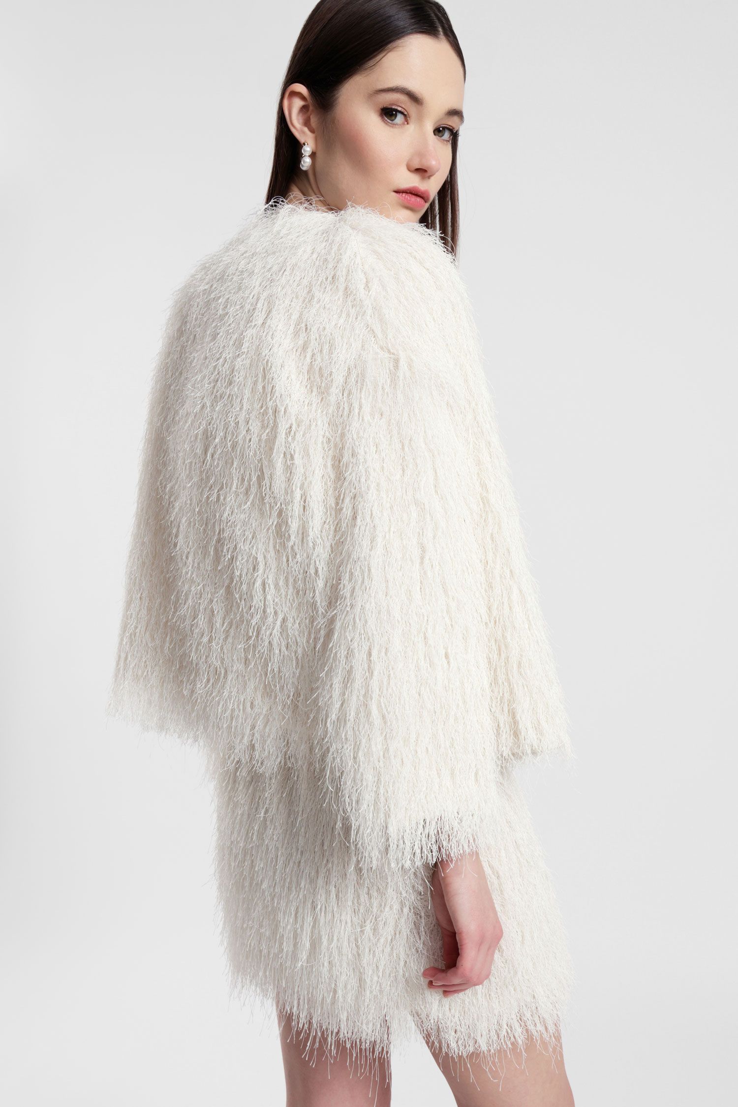 Short blazer with faux fur