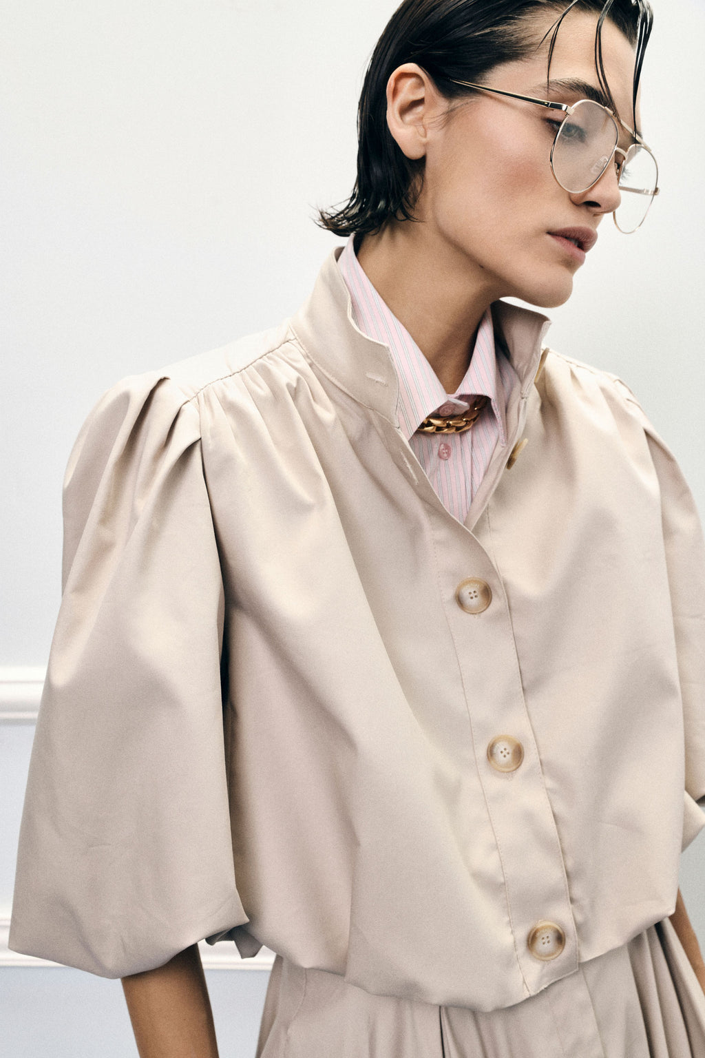 Cropped shirt jacket