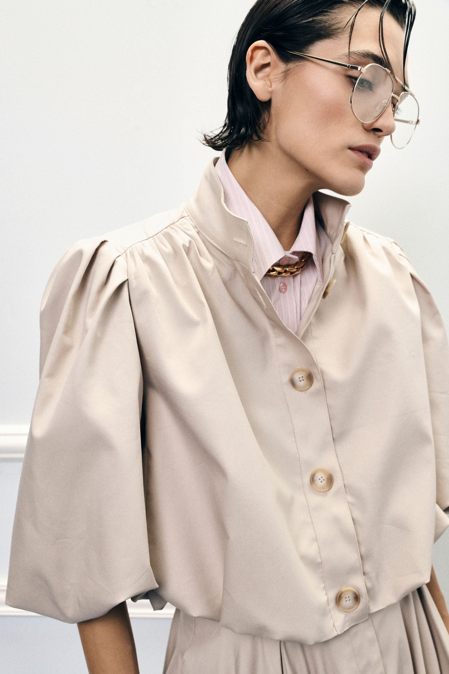 Cropped shirt jacket