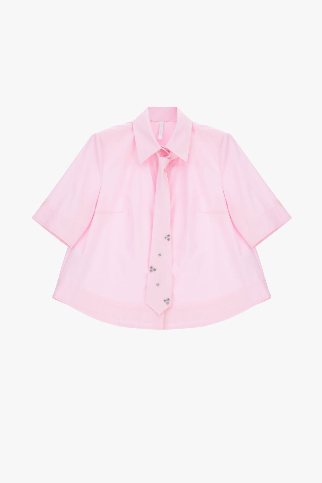 Cropped shirt with tie