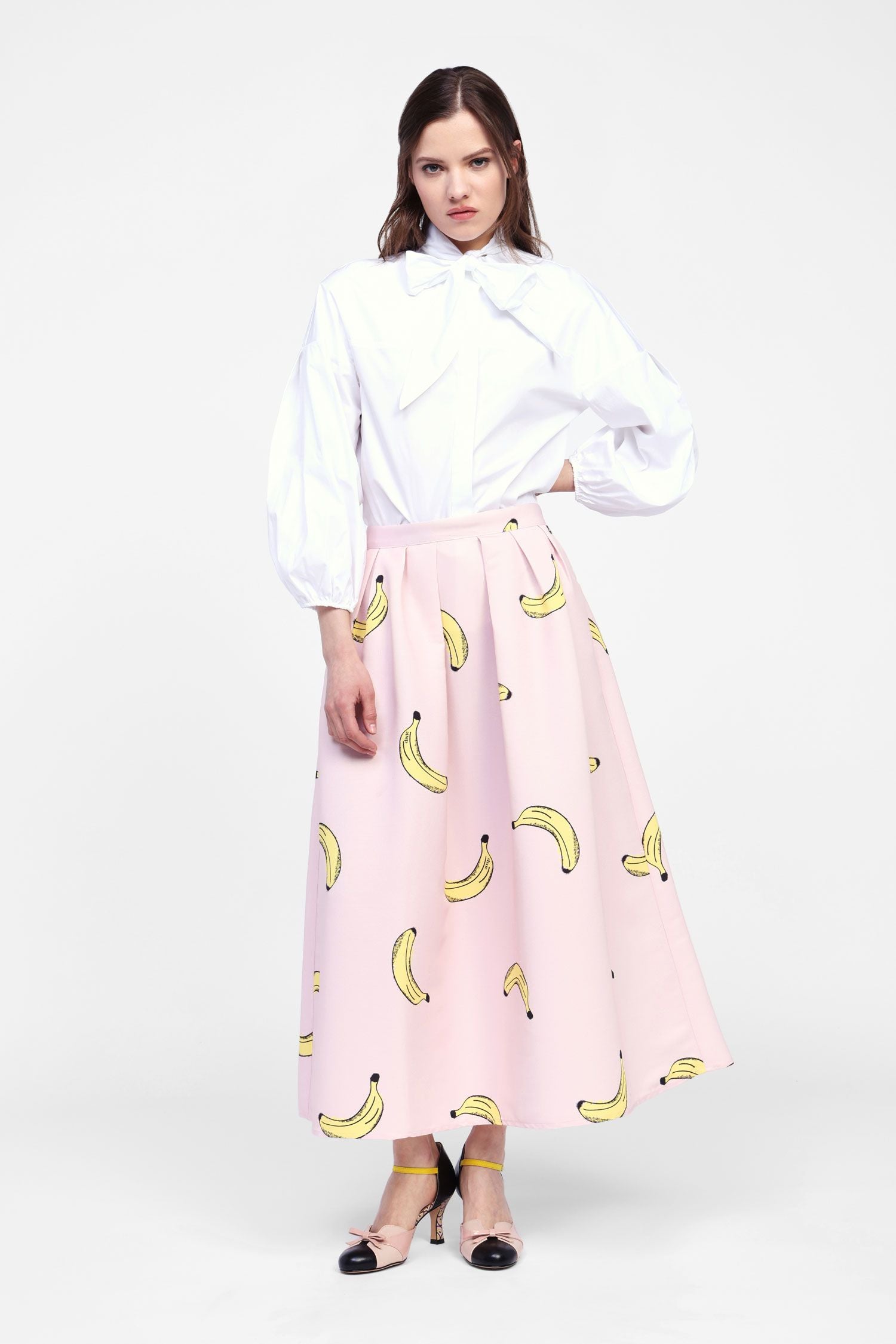Long fruity print skirt