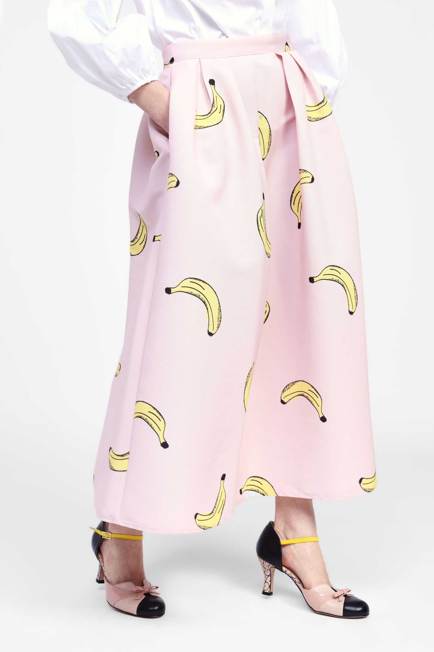 Long fruity print skirt