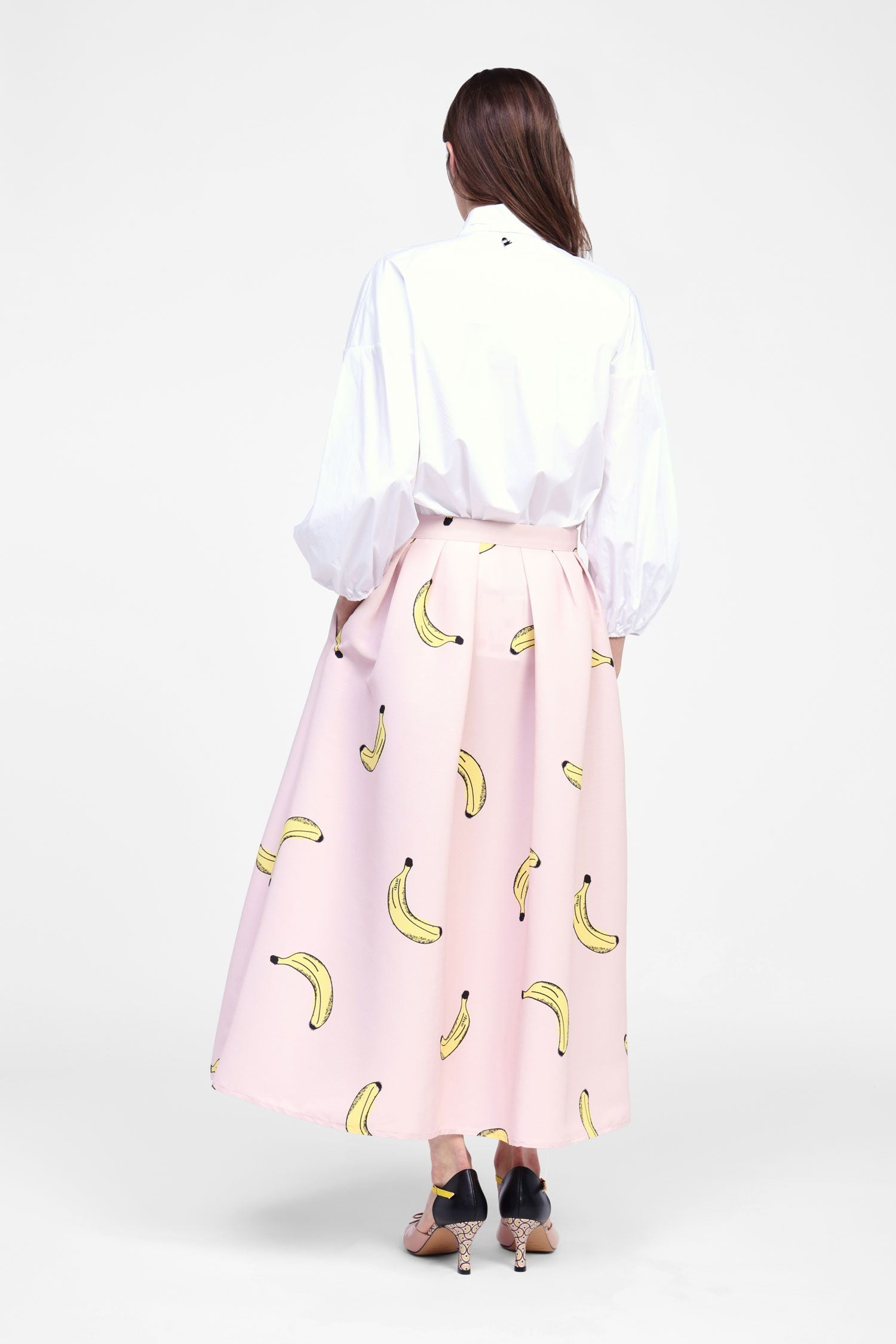 Long fruity print skirt