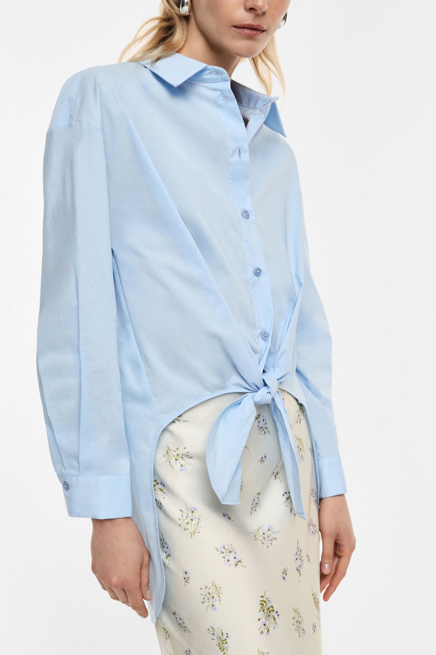 Shirt with front tie detail