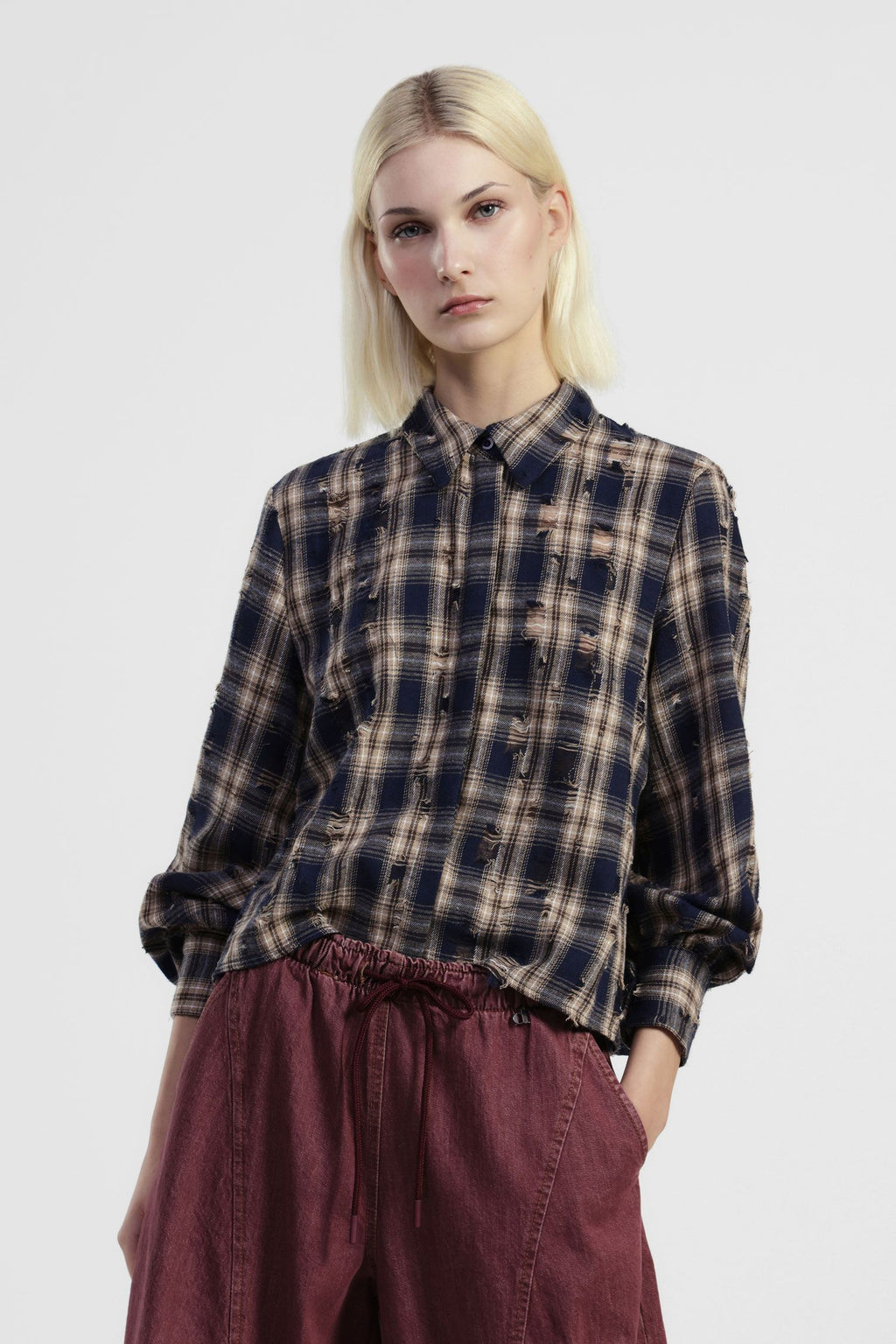 Shirt with check pattern