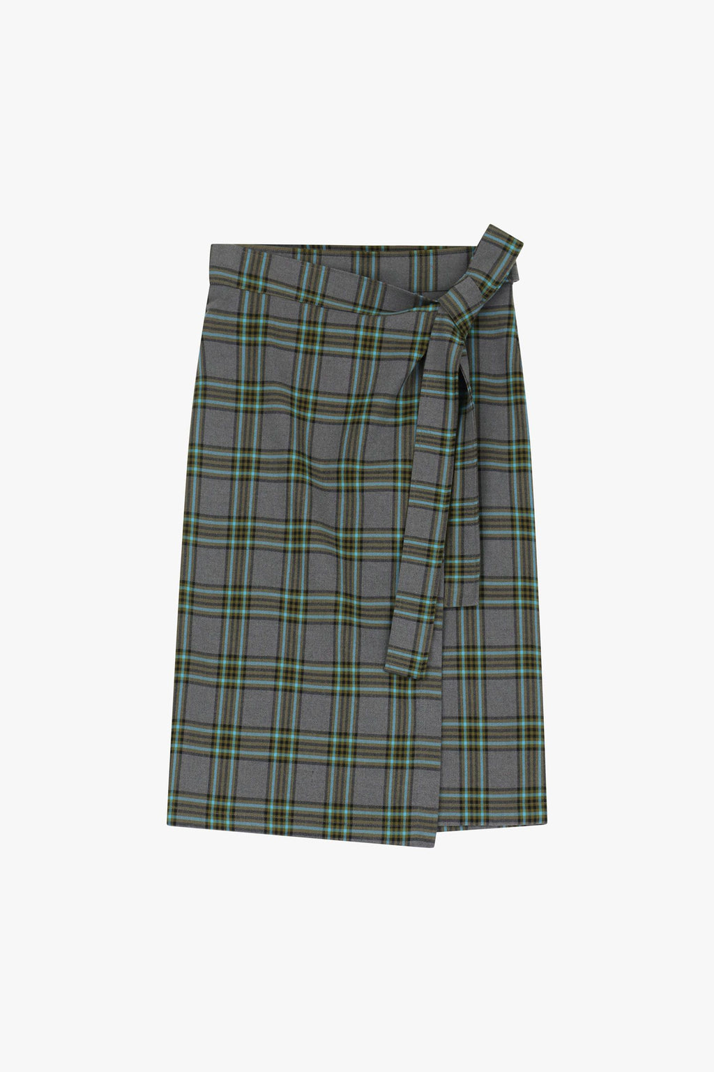 Wrap tartan midi skirt