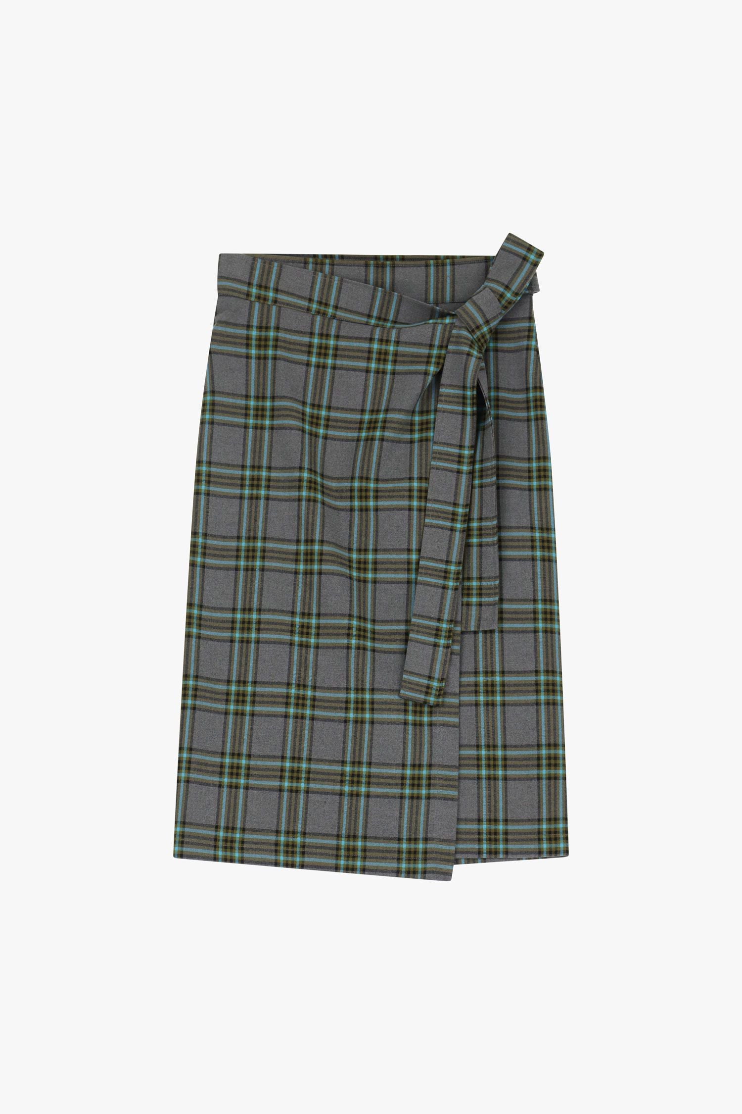 Wrap tartan midi skirt