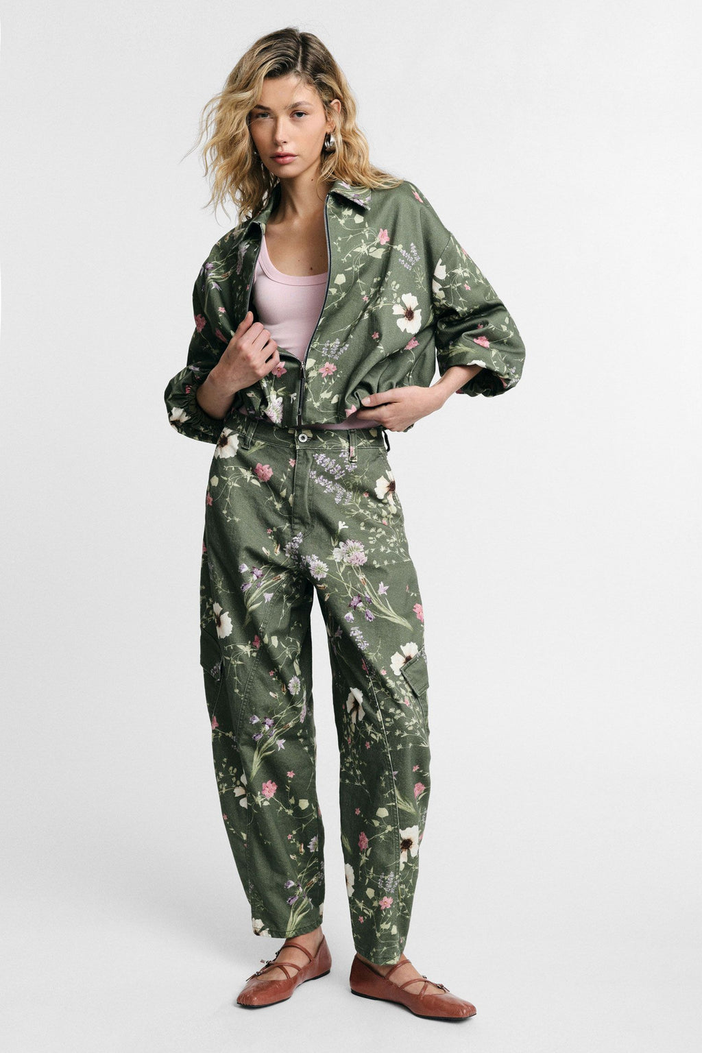 Floral print cargo