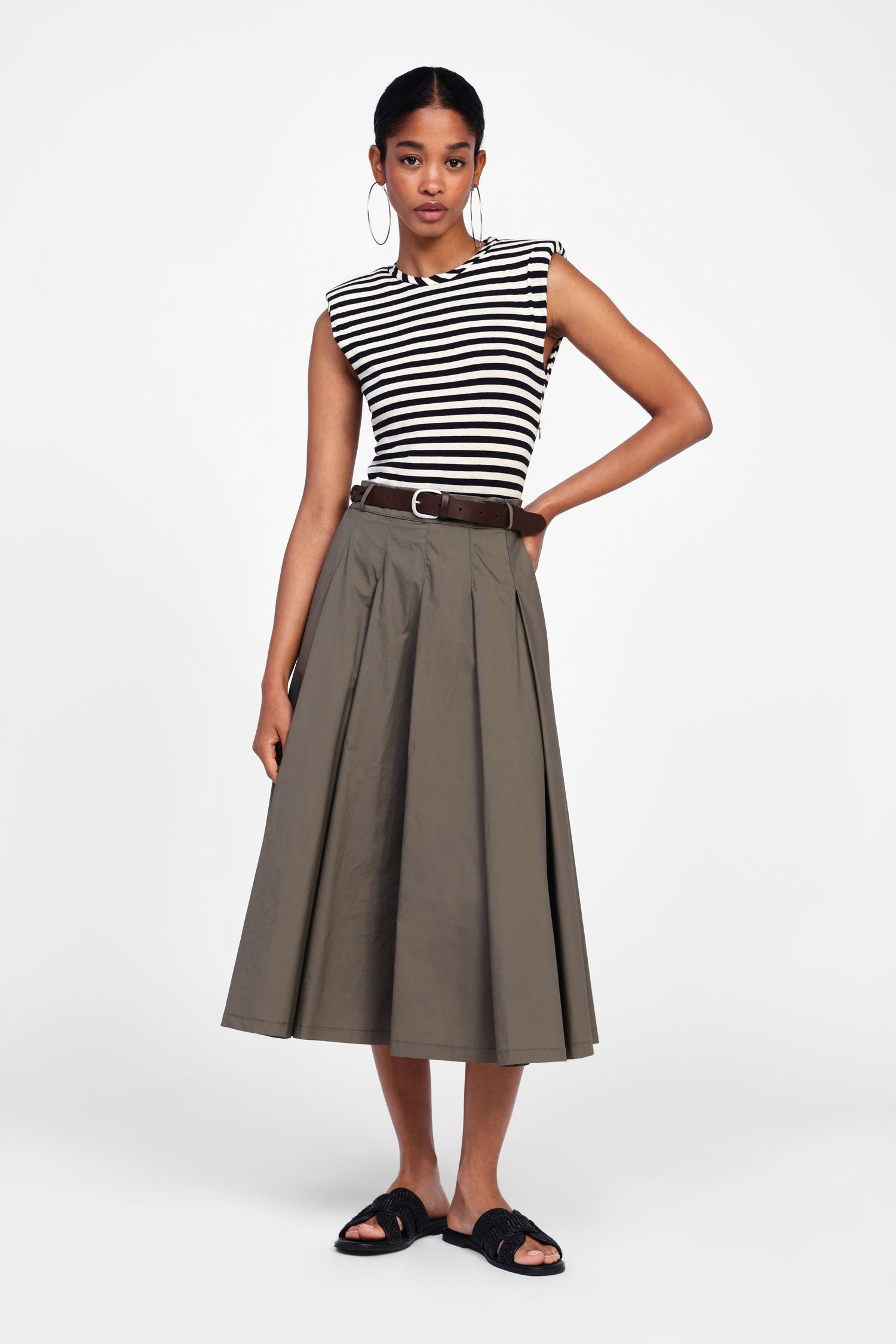 Striped Dress With Braided Belt