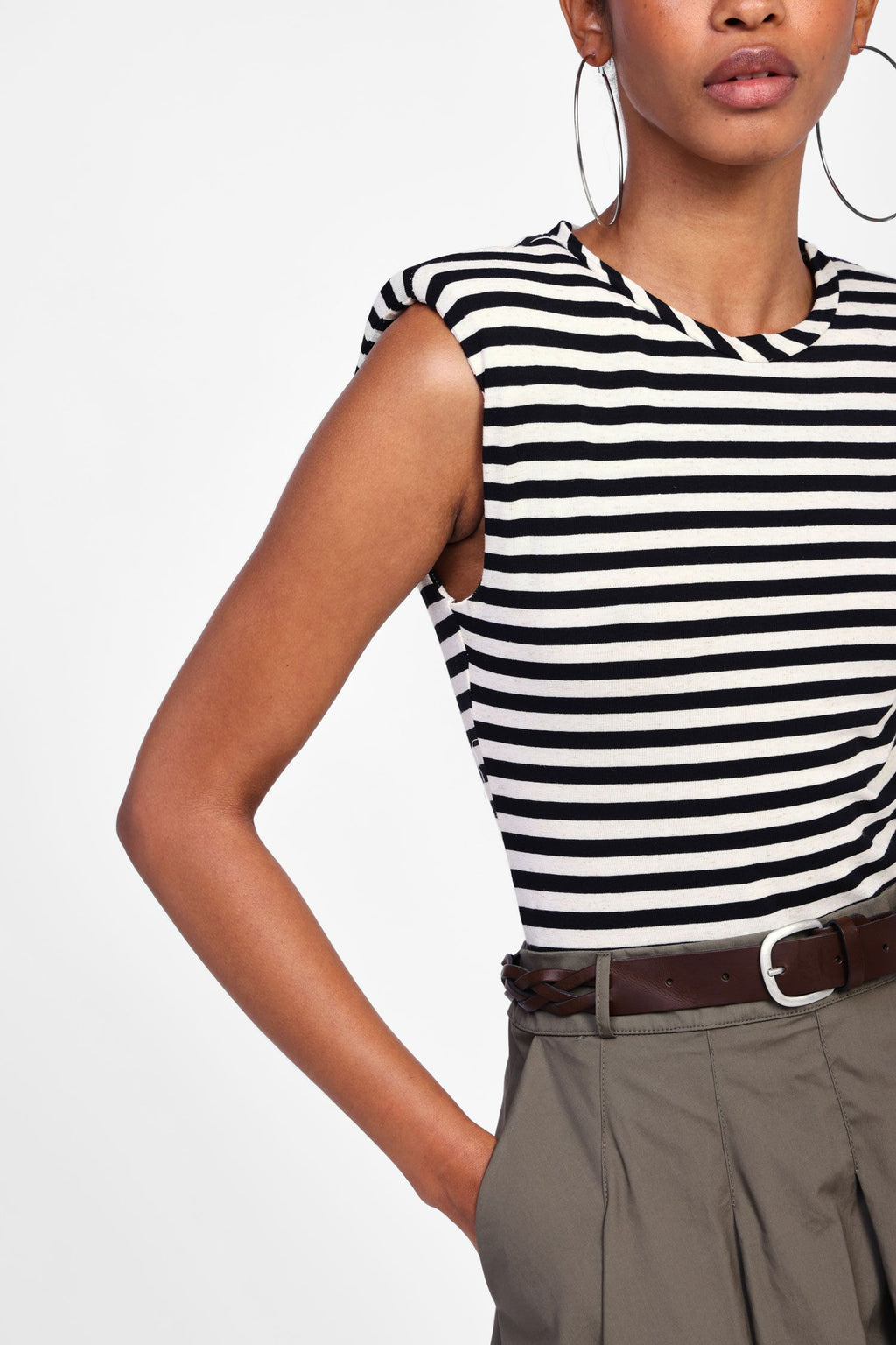 Striped Dress With Braided Belt