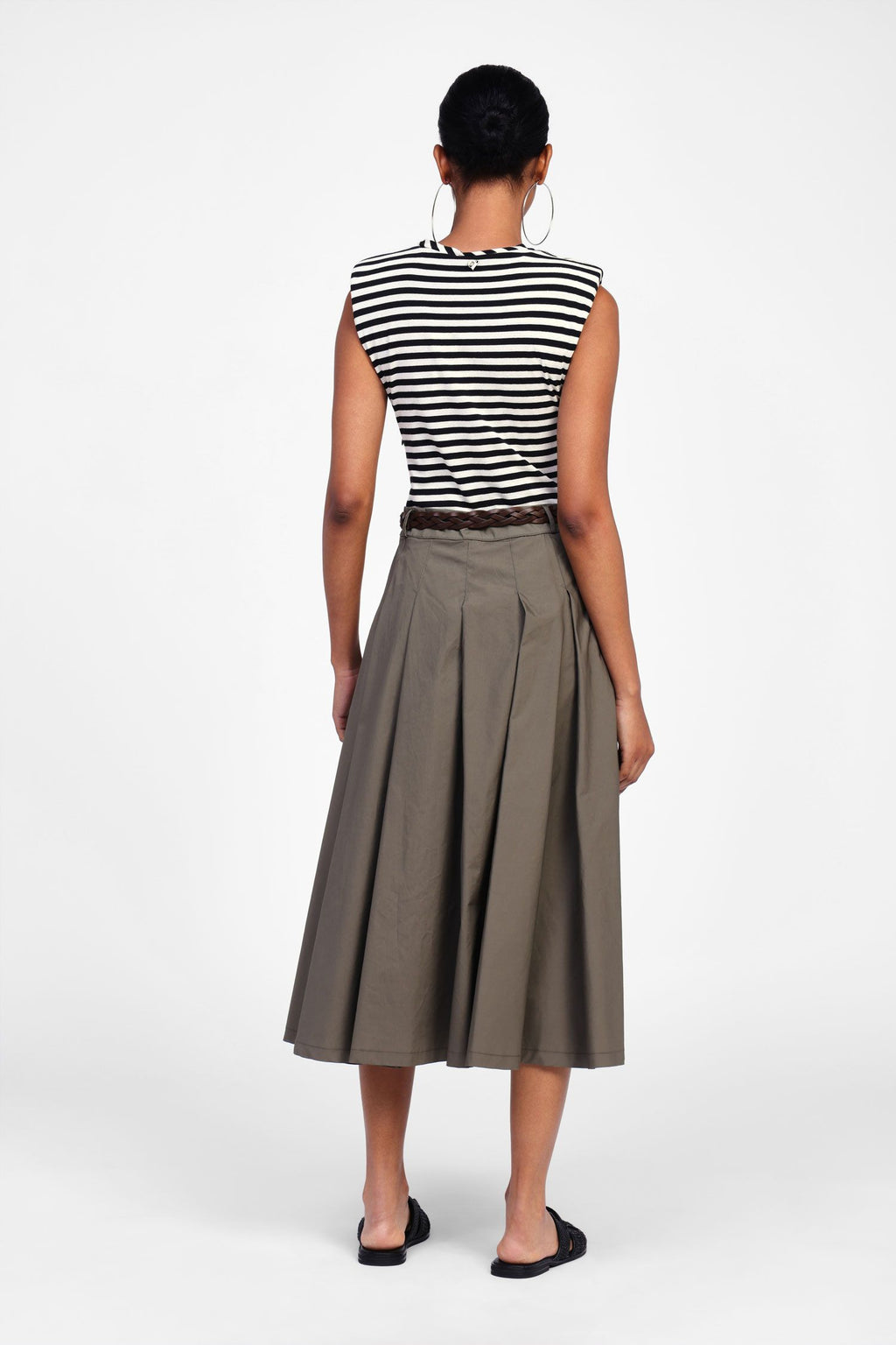 Striped Dress With Braided Belt