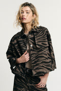 Animal print denim jacket