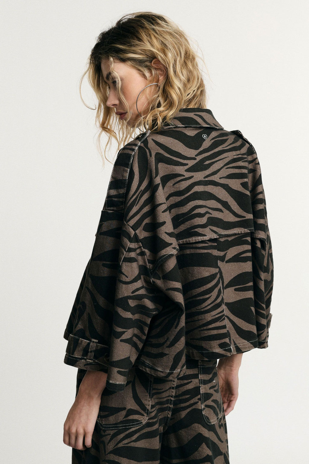 Animal print denim jacket