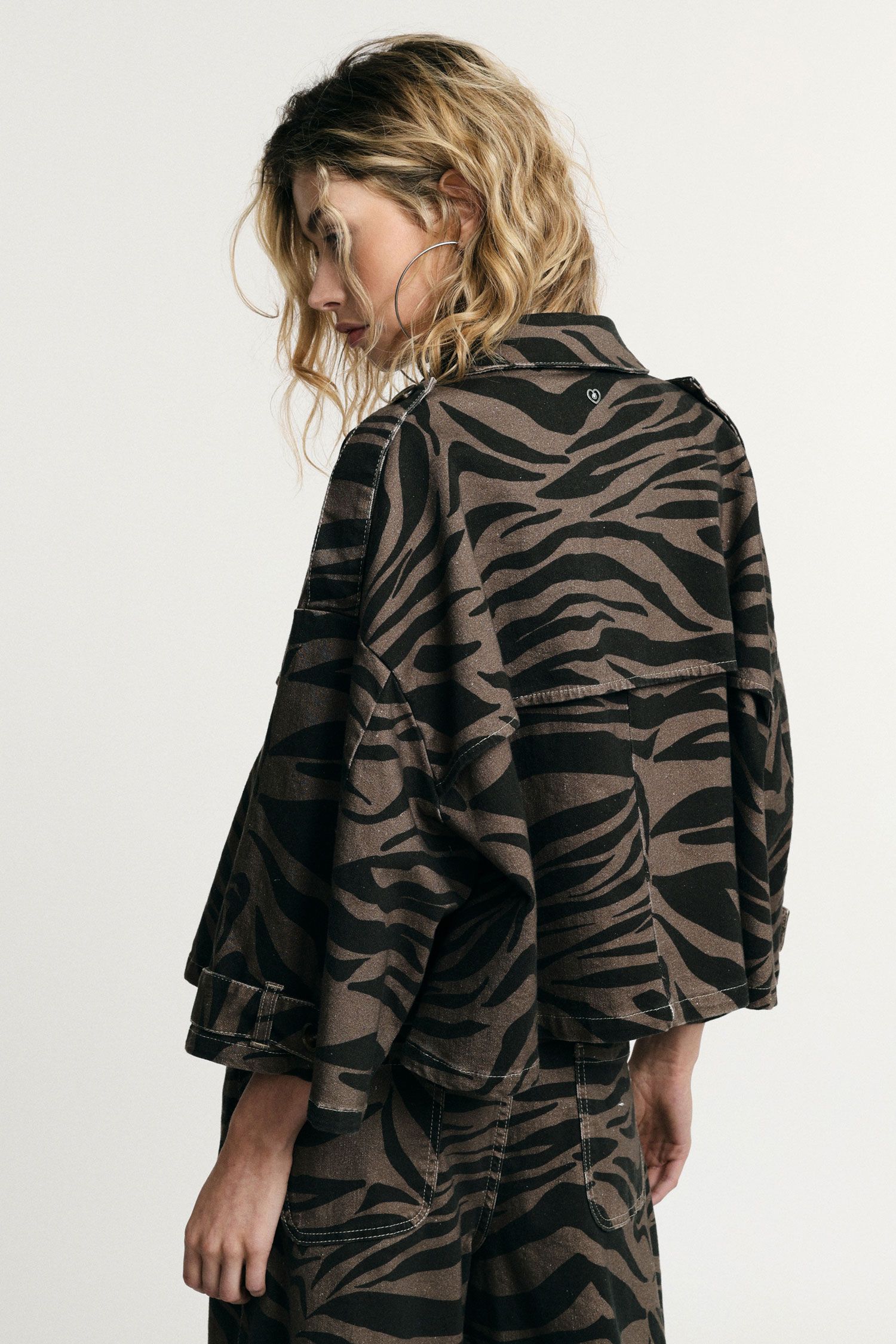 Animal print denim jacket