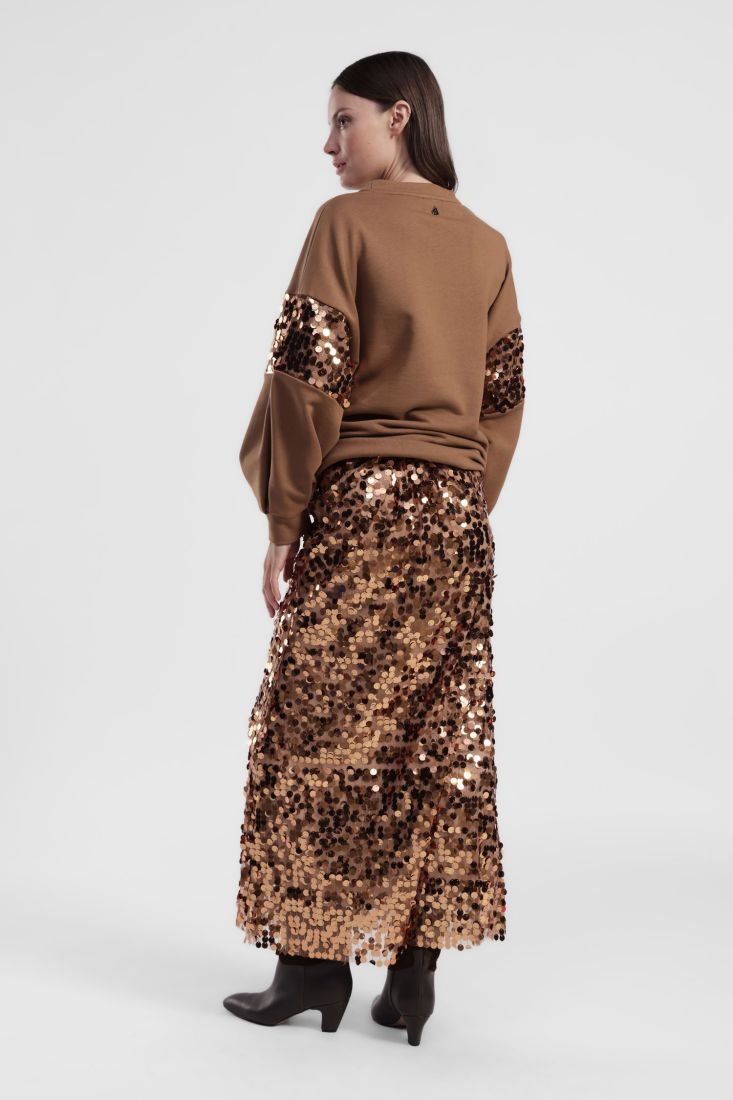 All-over sequin midi skirt