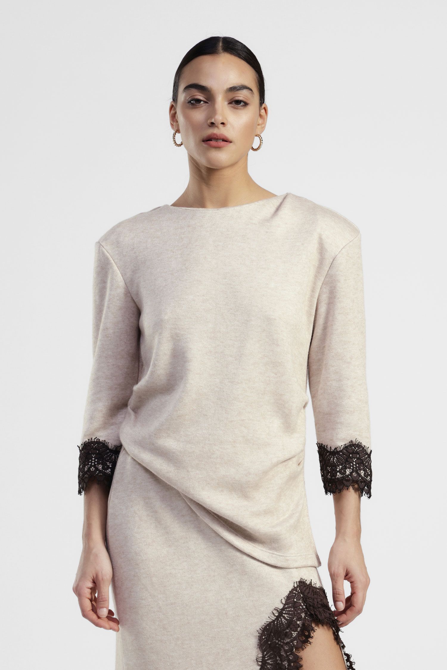 Lace trim sweater