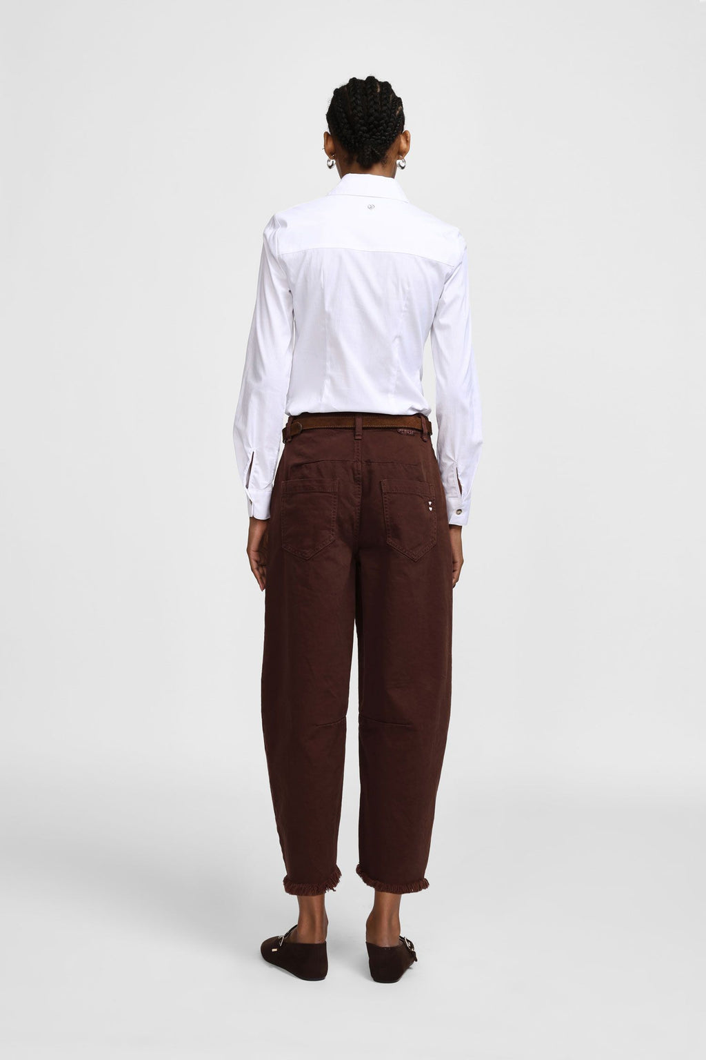 Wide-leg trousers with frayed hem