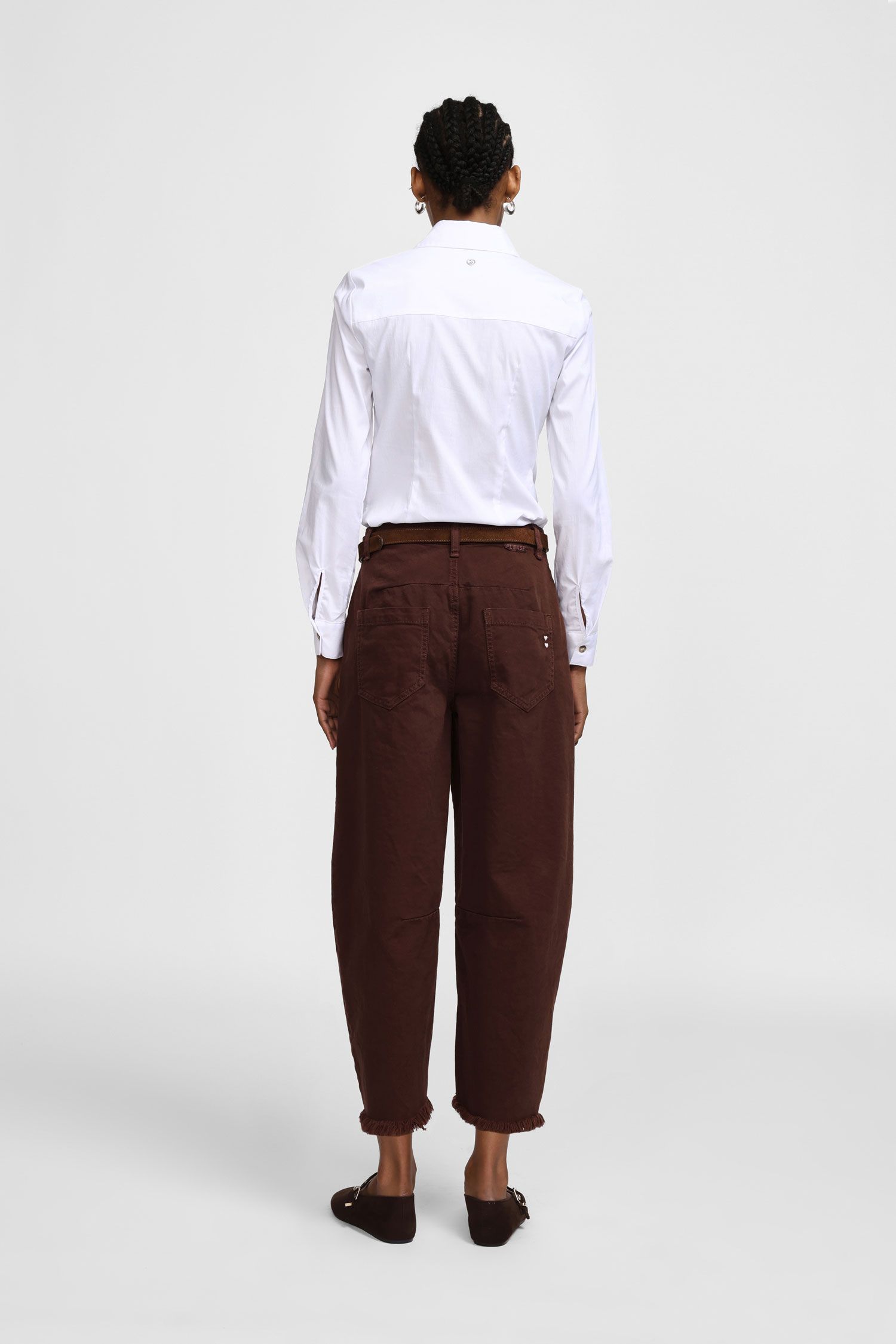 Wide-leg trousers with frayed hem