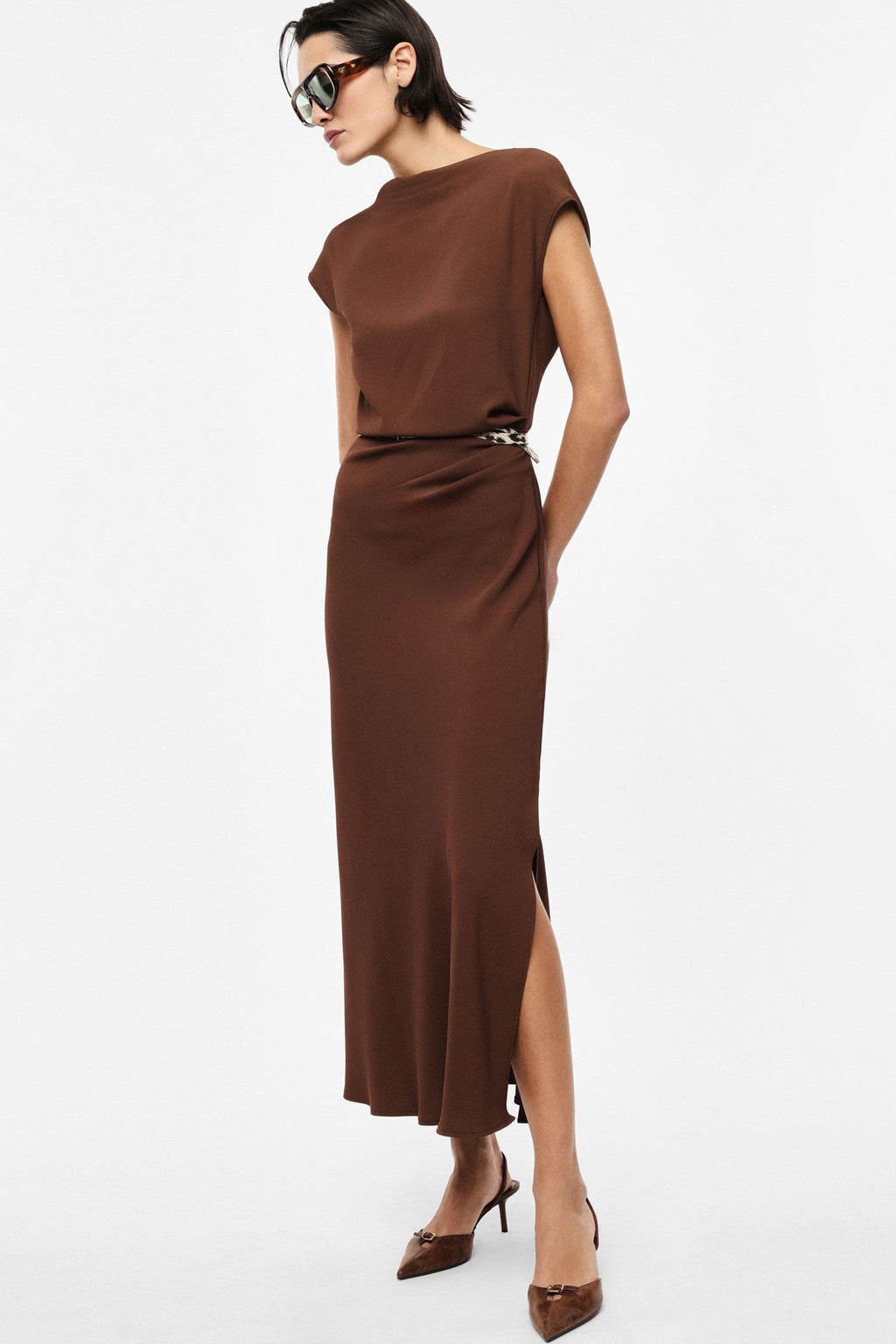 Boat neckline dress