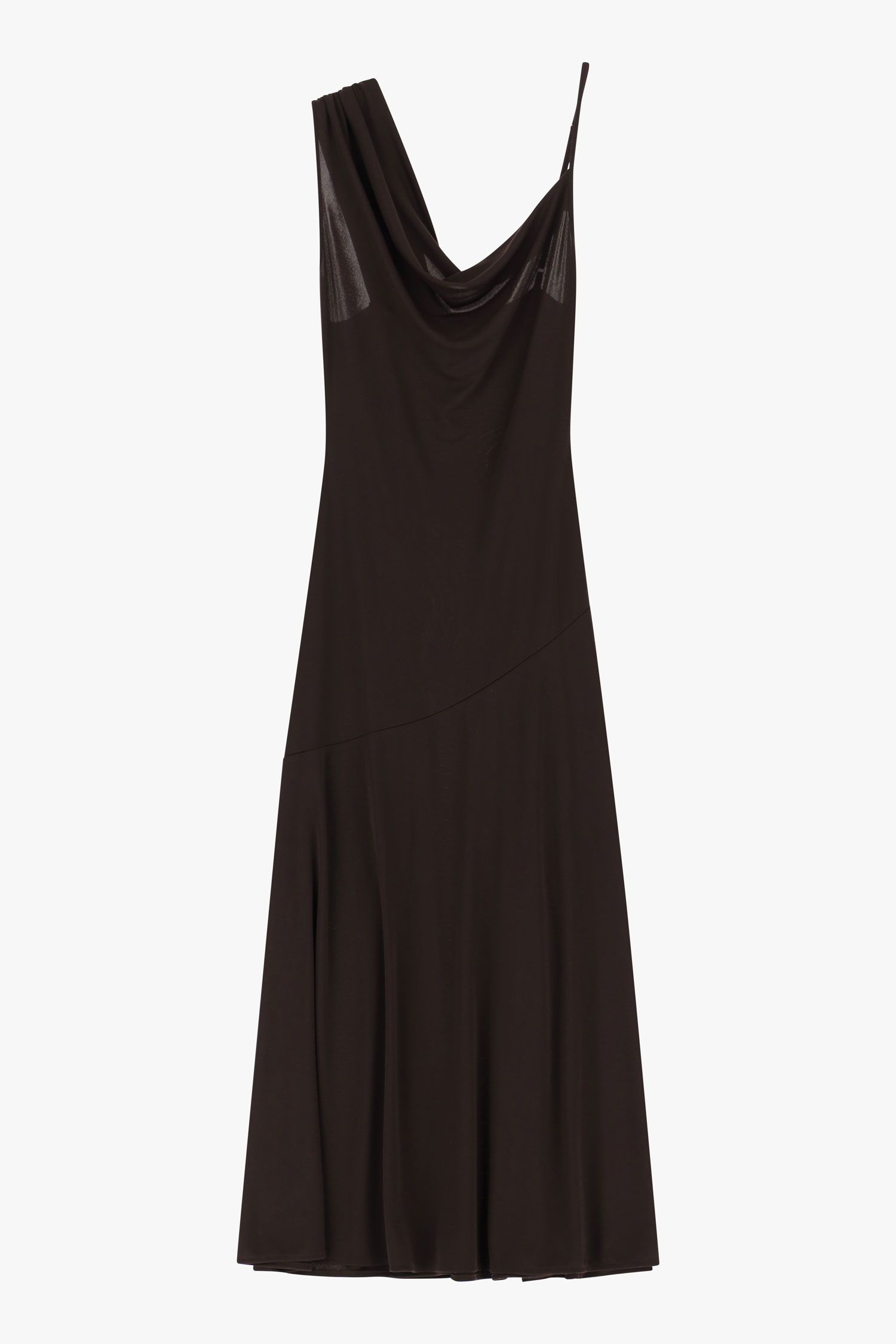 Long dress with asymmetrical neckline