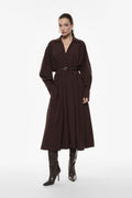Long shirt dress with slim belt detail