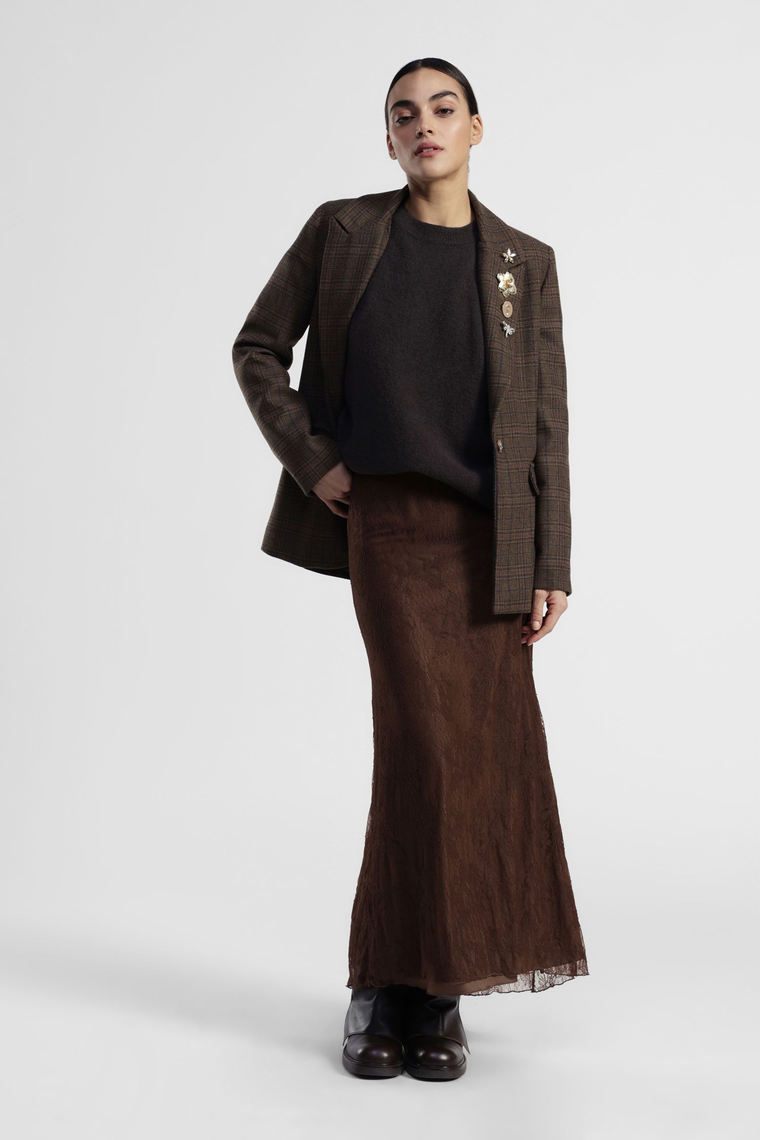 Skirt with sheer overlay