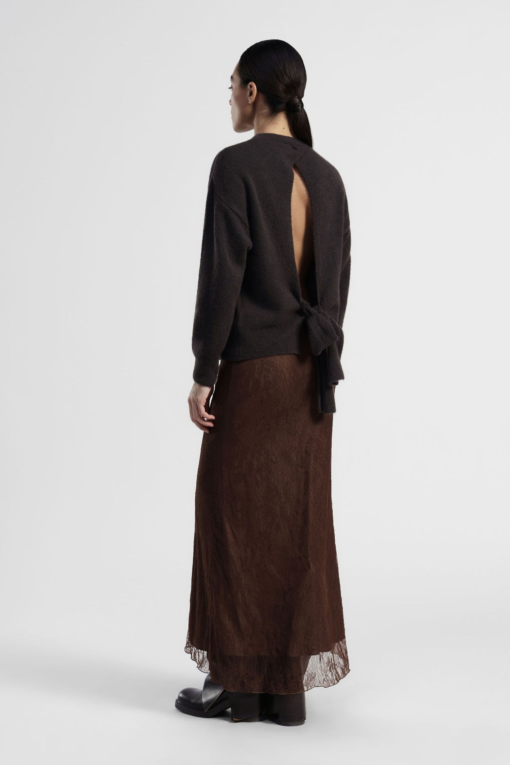 Skirt with sheer overlay