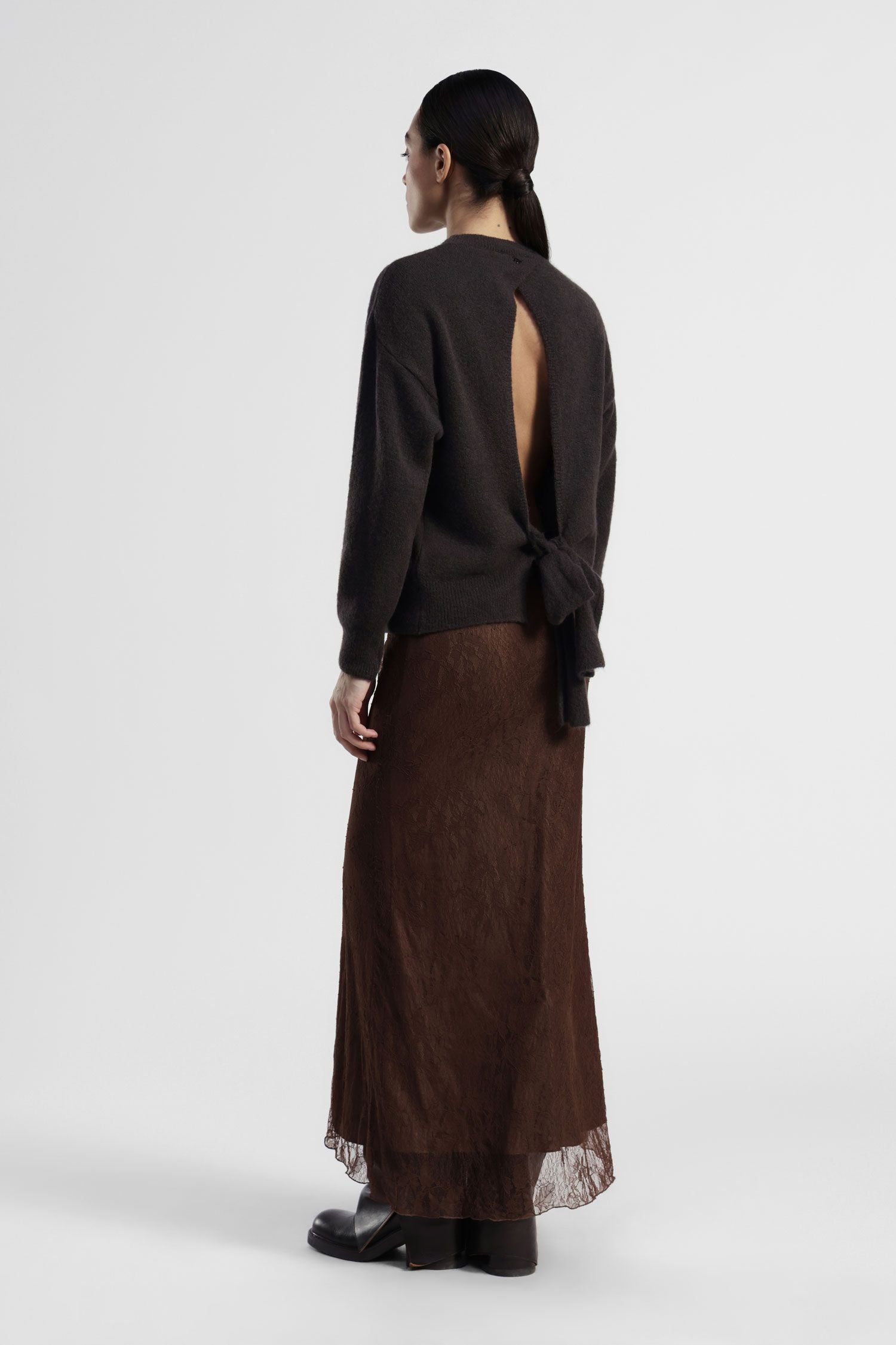 Skirt with sheer overlay