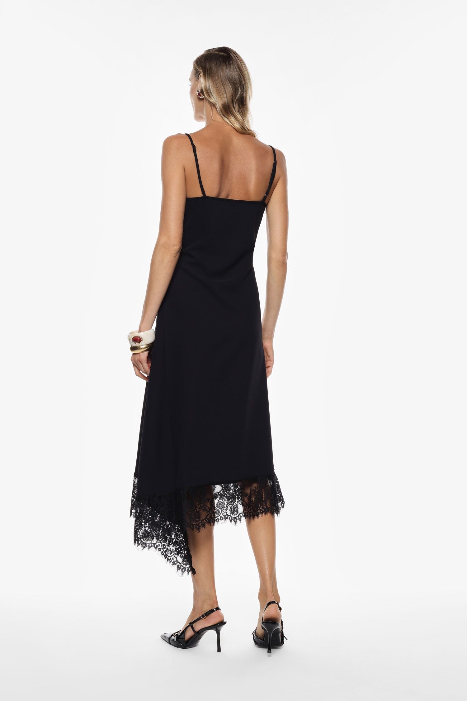 Midi lace asymmetric dress