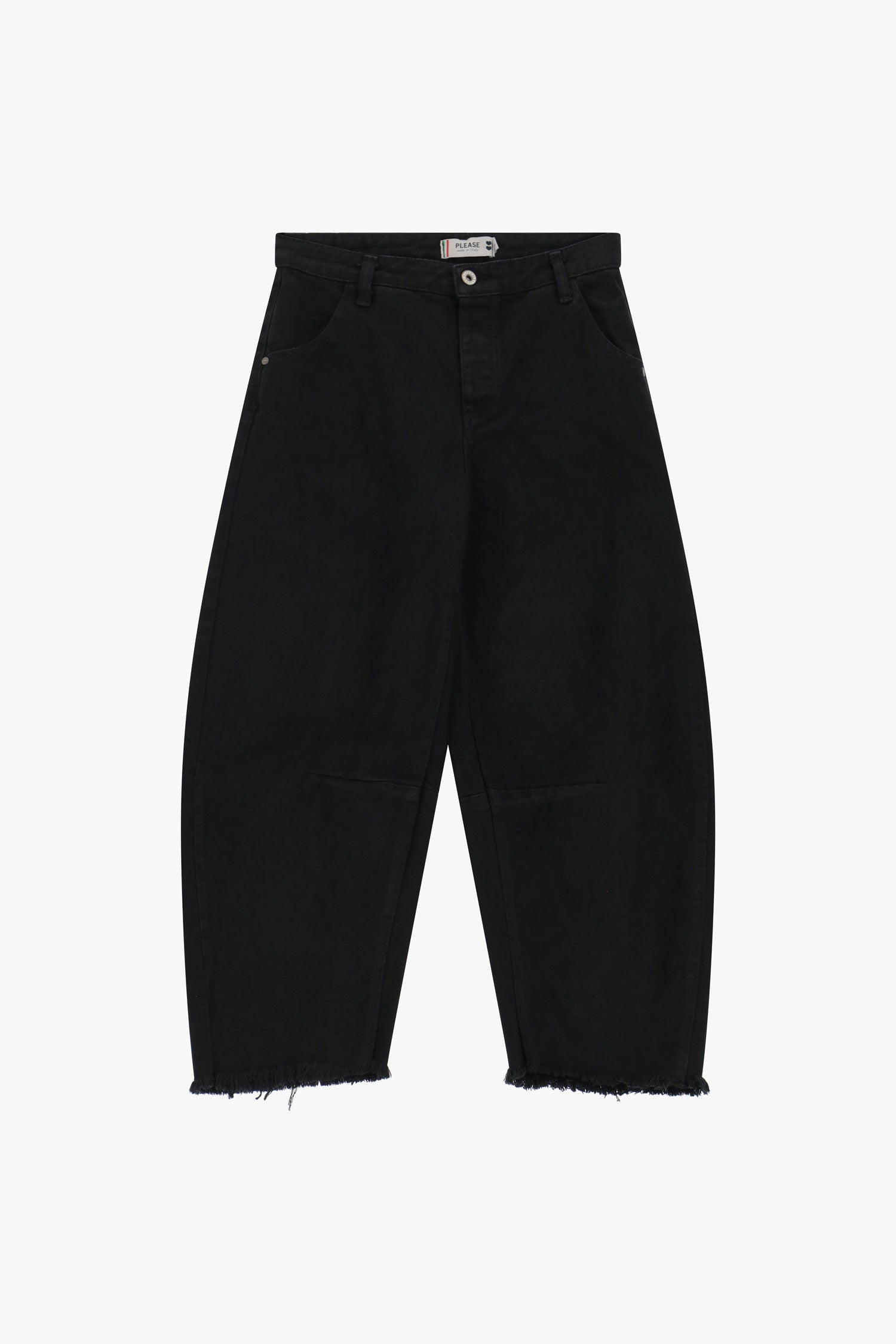 Wide-leg trousers with frayed hem