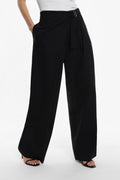 Trousers with wrap closure and buckle