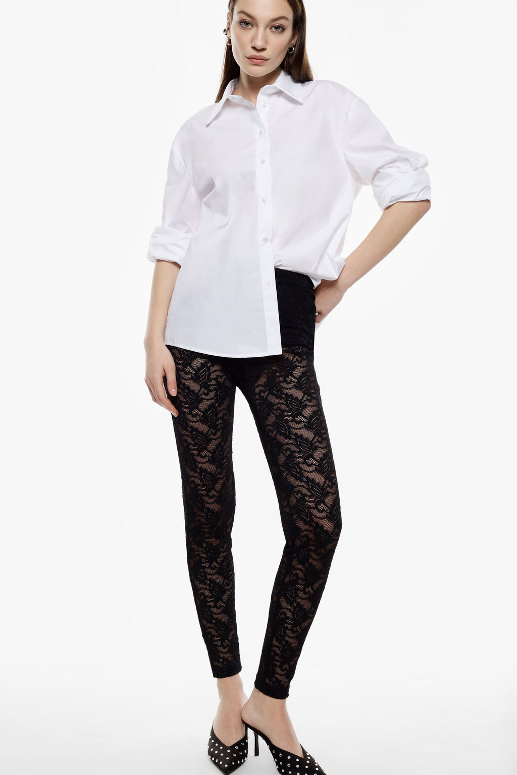 Trousers slim-fit lace