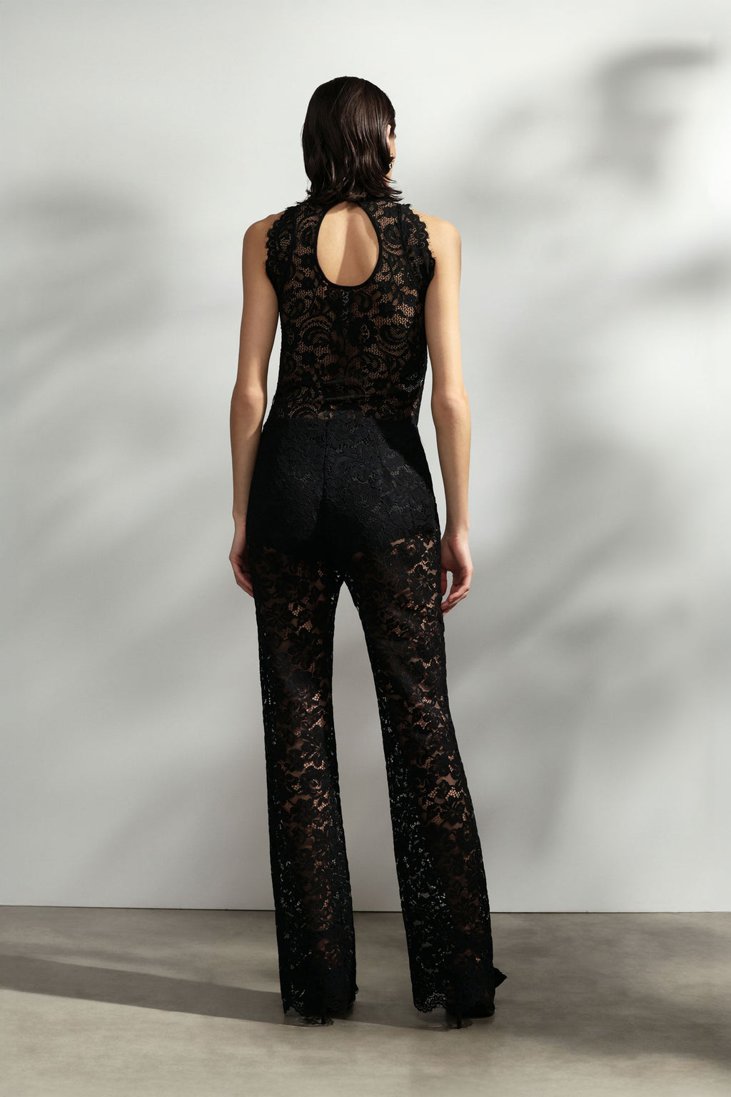 Lace flared trousers with culottes