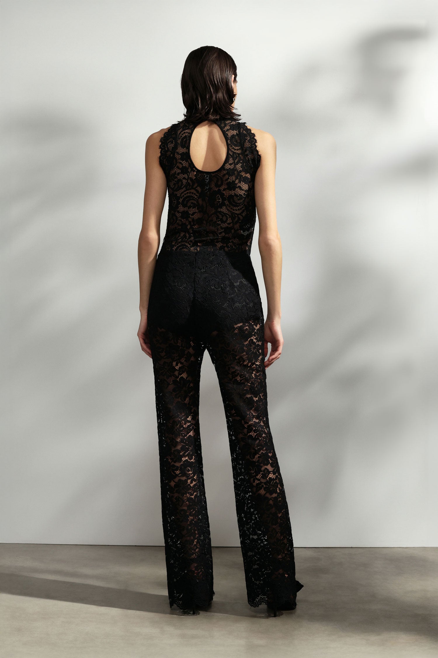 Lace flared trousers with culottes
