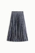 Chenille-effect pleated midi skirt