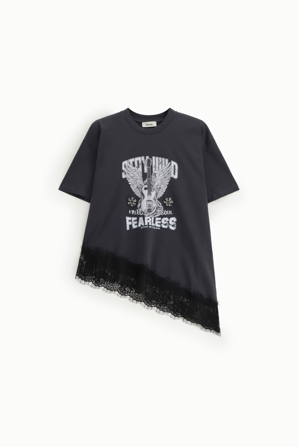 T-shirt with lace hem
