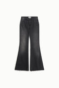 Flare jeans with frayed hem