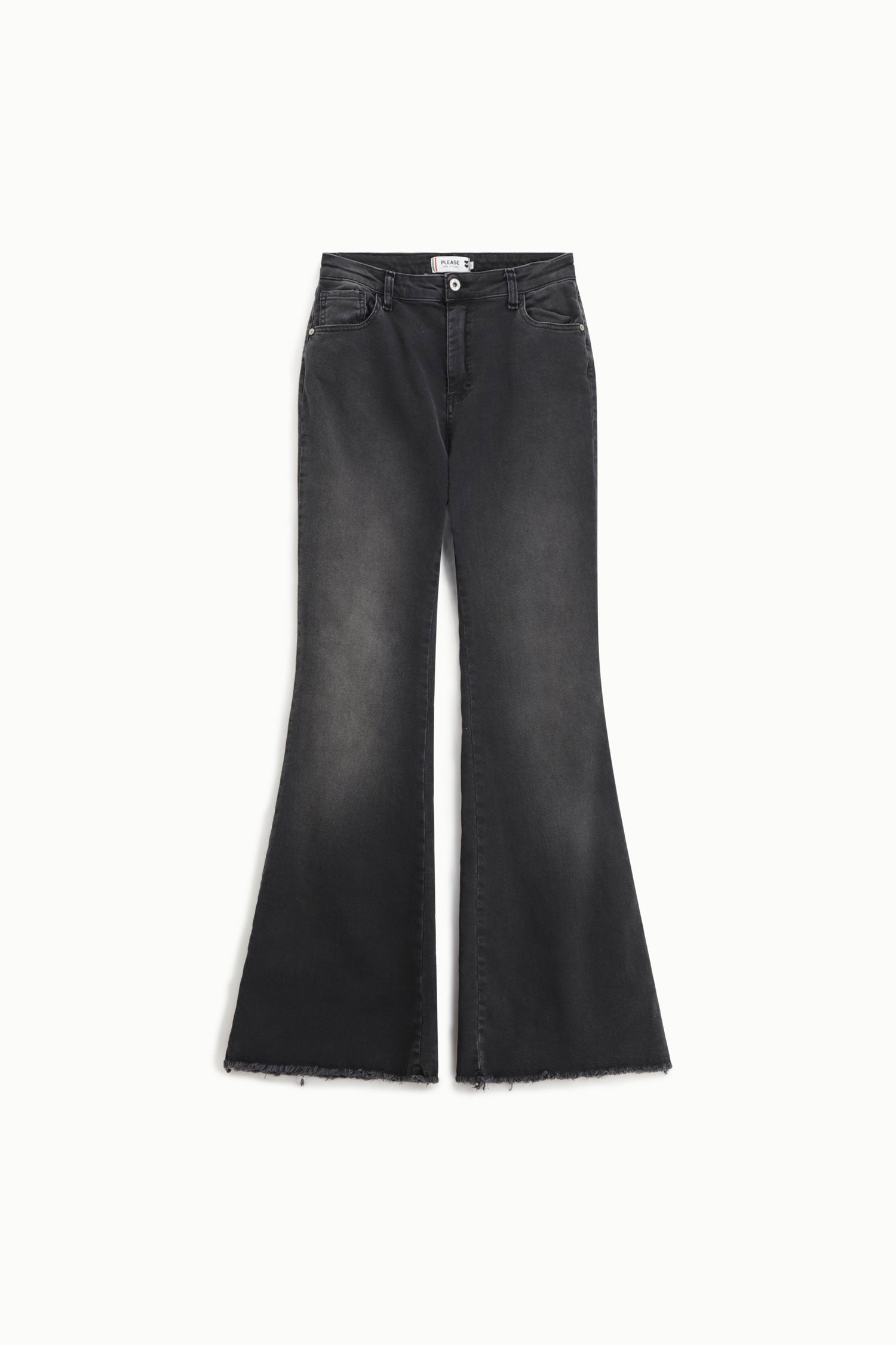 Flare jeans with frayed hem