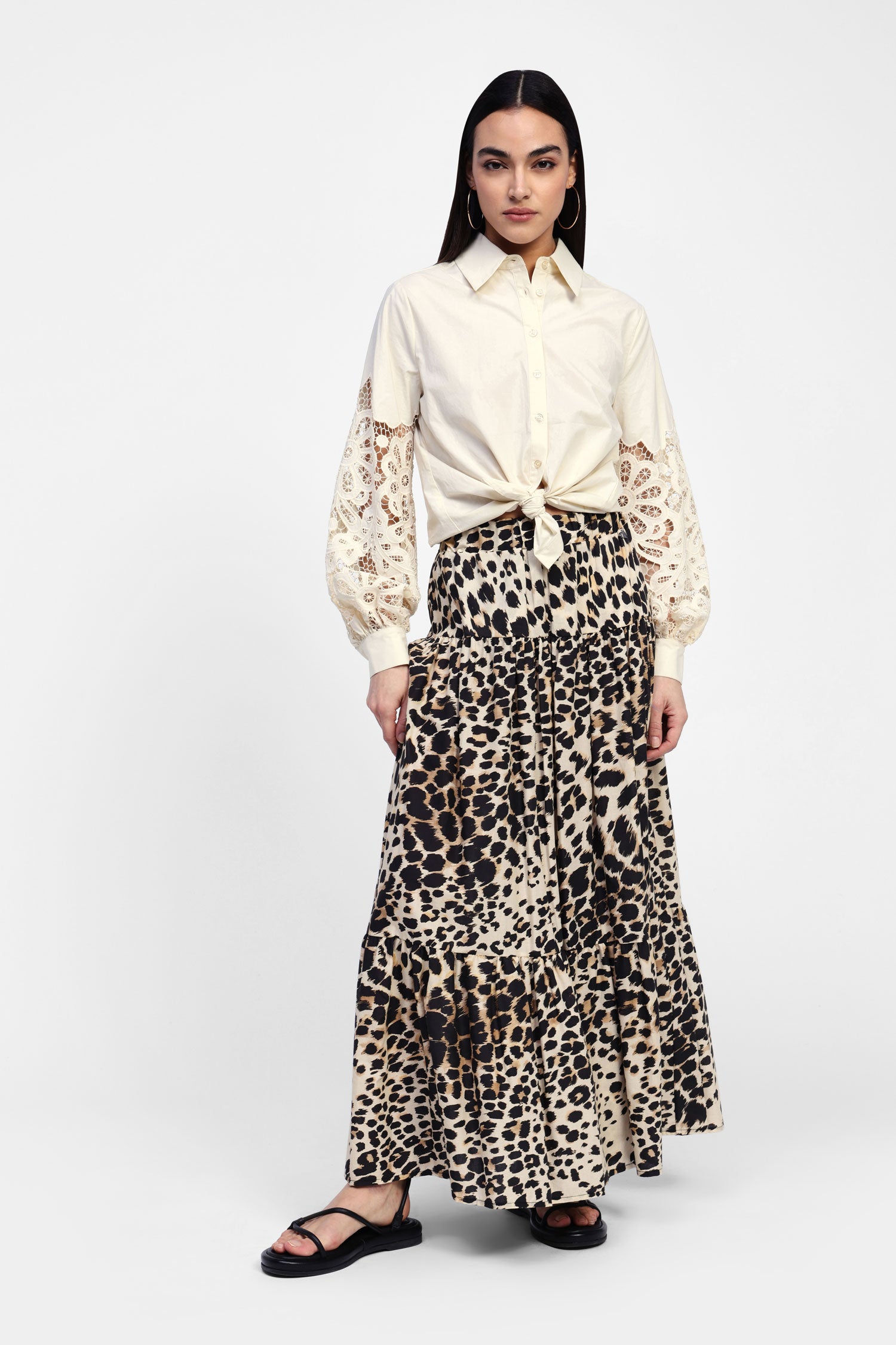 Long animal print skirt