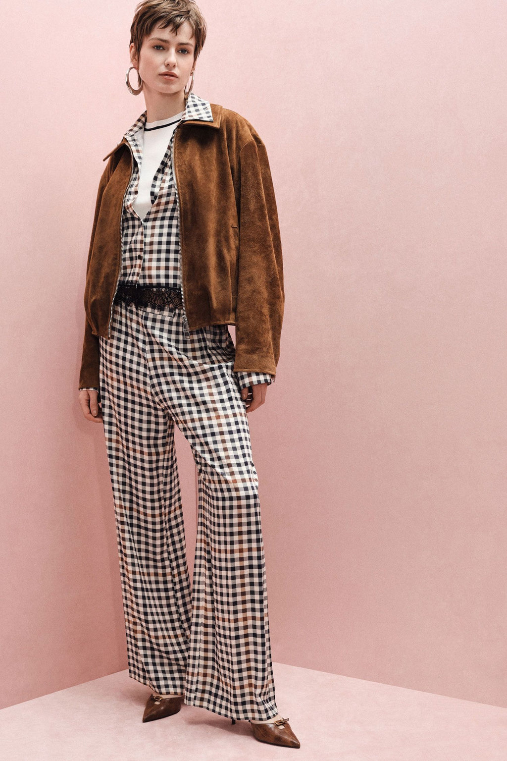 Check pattern trousers