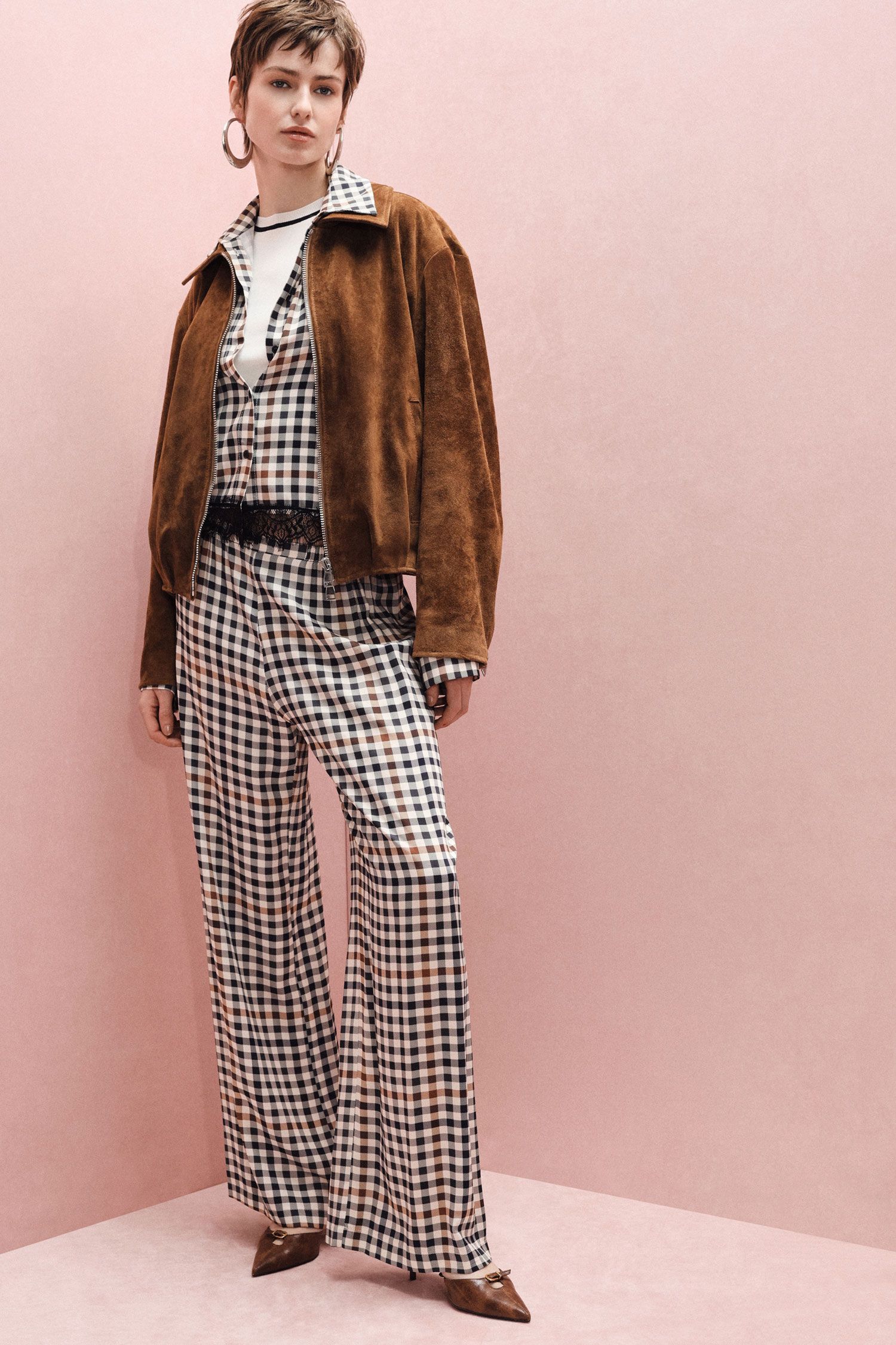Check pattern trousers