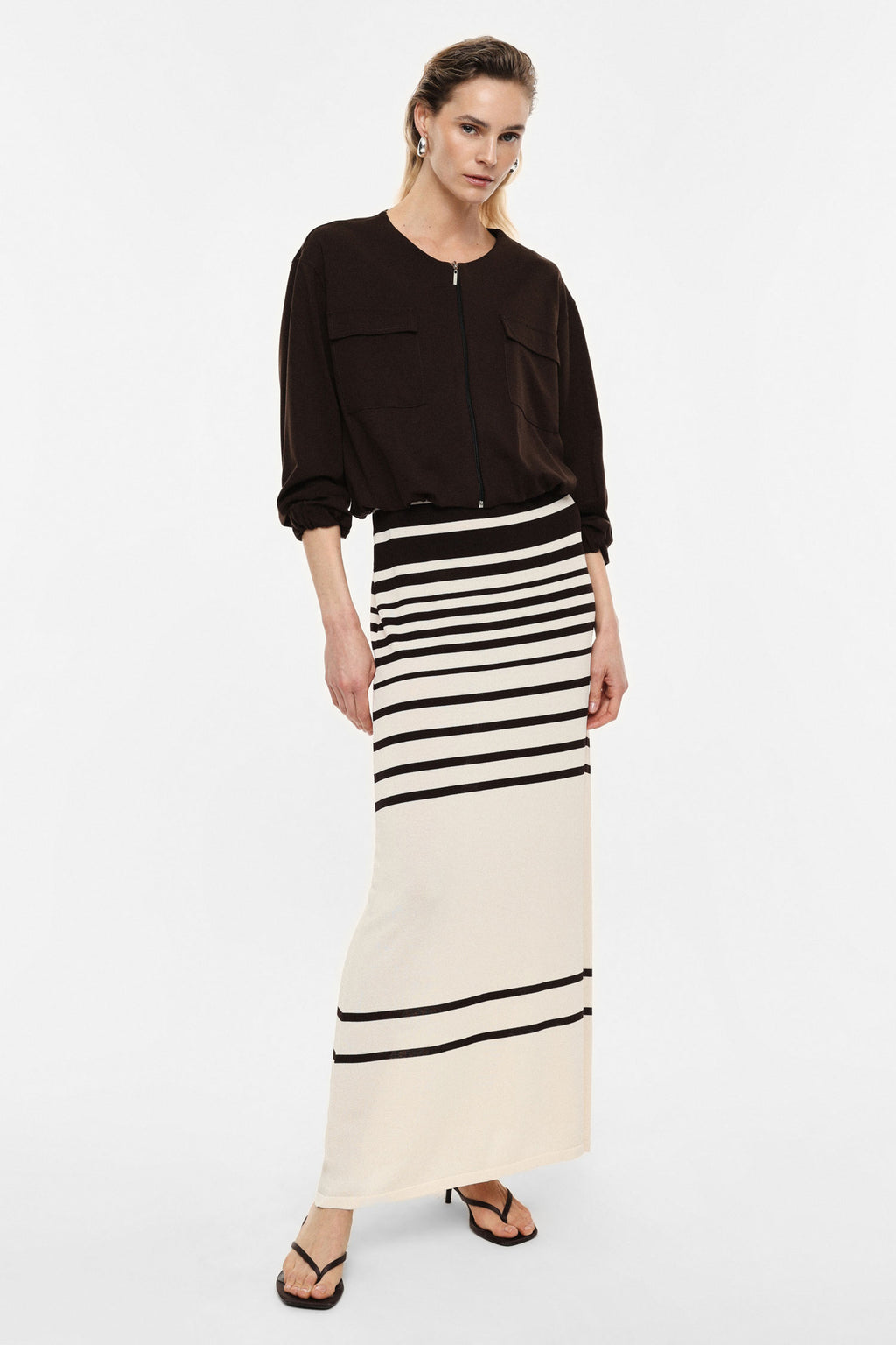 Long skirt with stripes