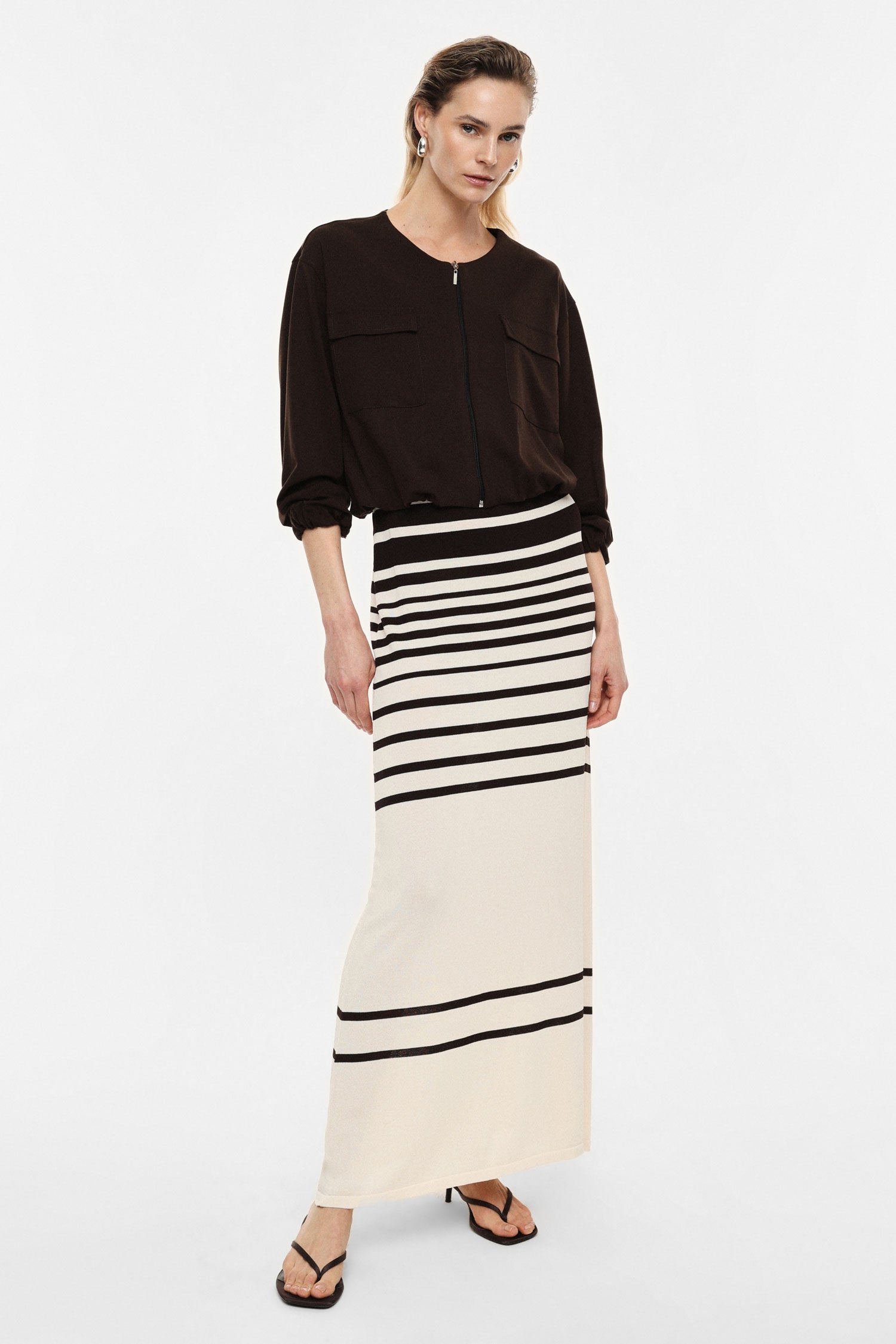 Long skirt with stripes