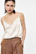 Top with thin straps and lace trim