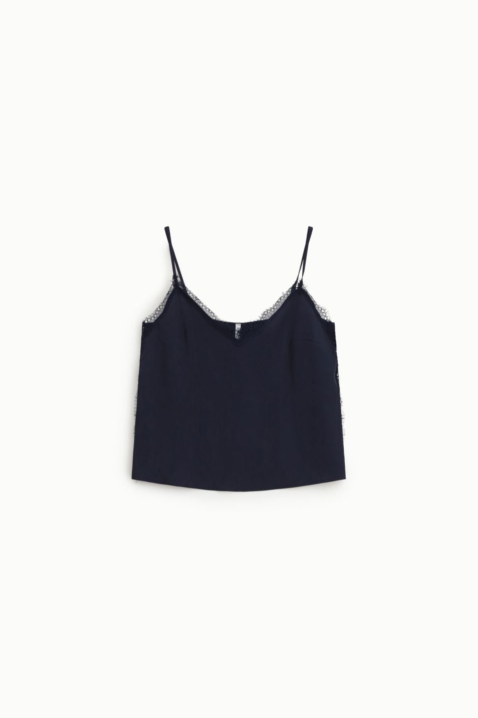 Top with thin straps and lace trim