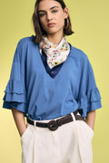 Short top with printed scarf