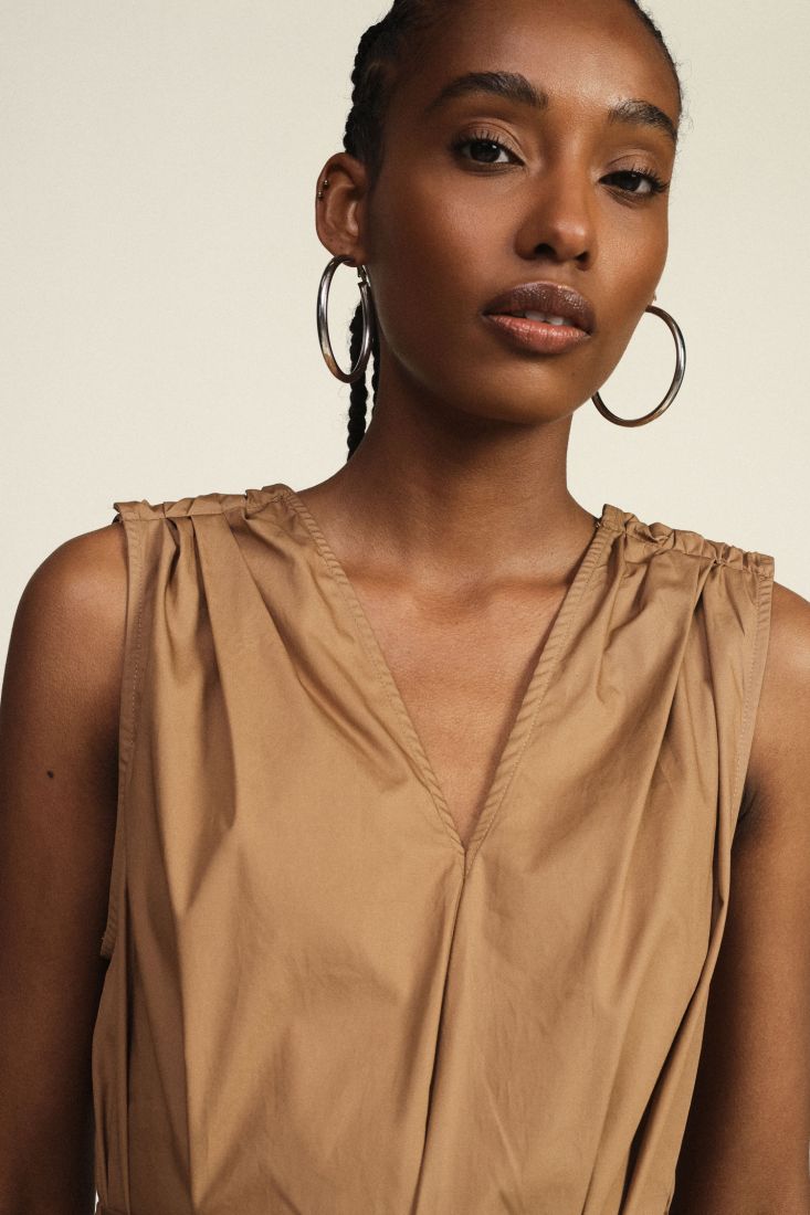 V-neck midi dress